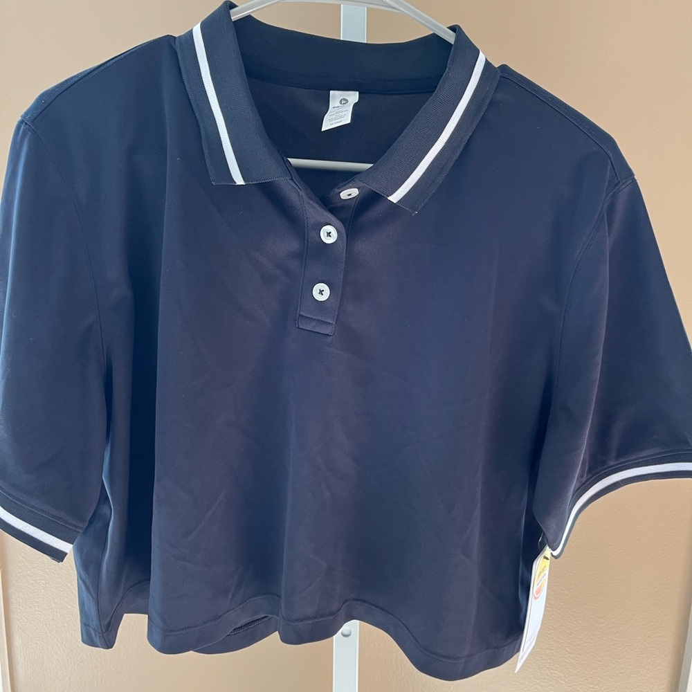90 Degrees Pique Polo Top. UPF Protection50+. NWT. Cropped.
